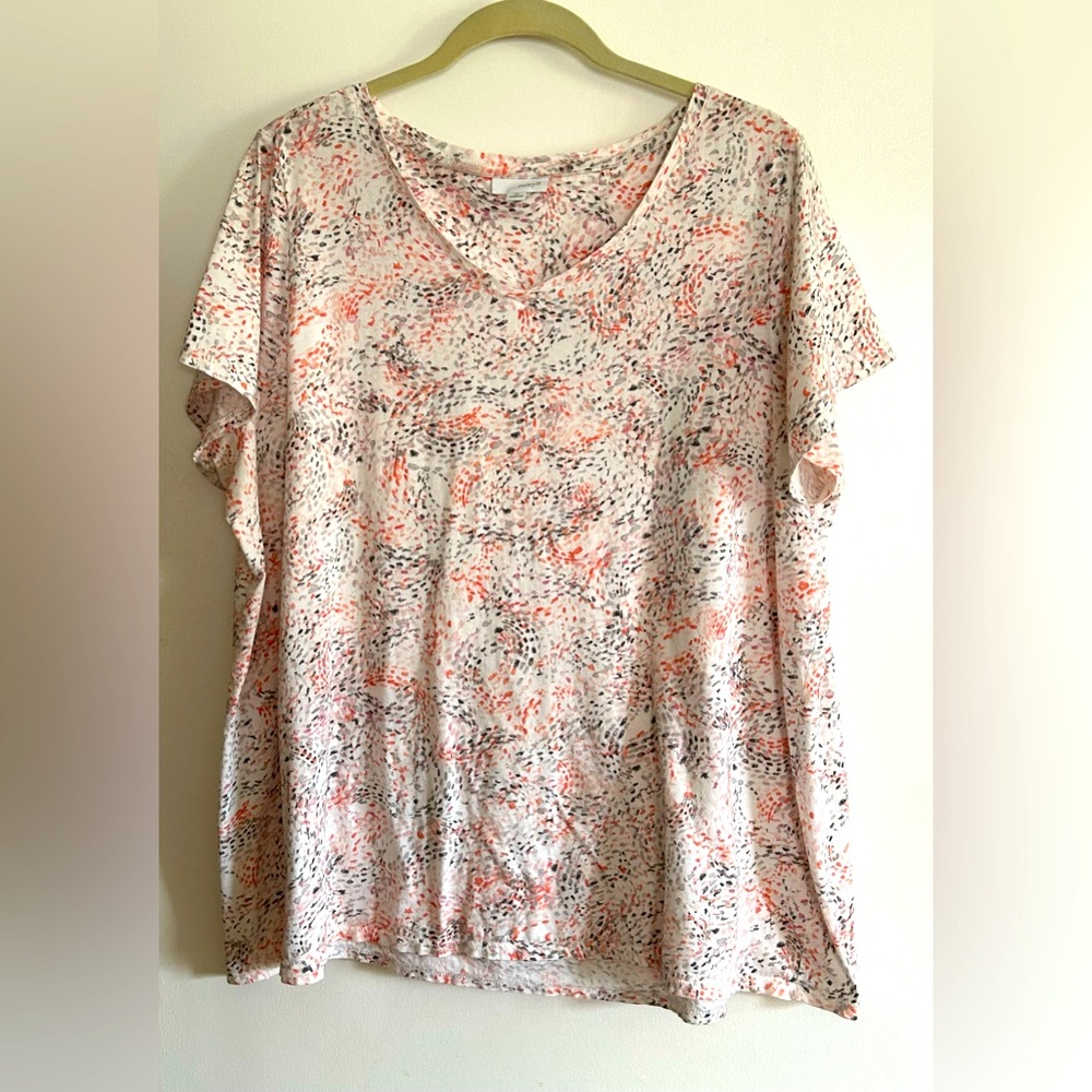 Pure J.Jill 2X Knit Top Tee Pima Cotton Multicolor